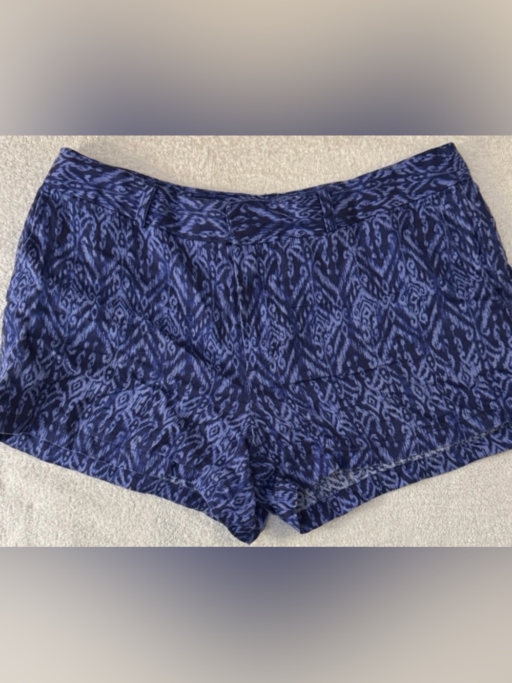 Cynthia Rowley Navy & Light Blue Ikat-Print Bermuda Shorts